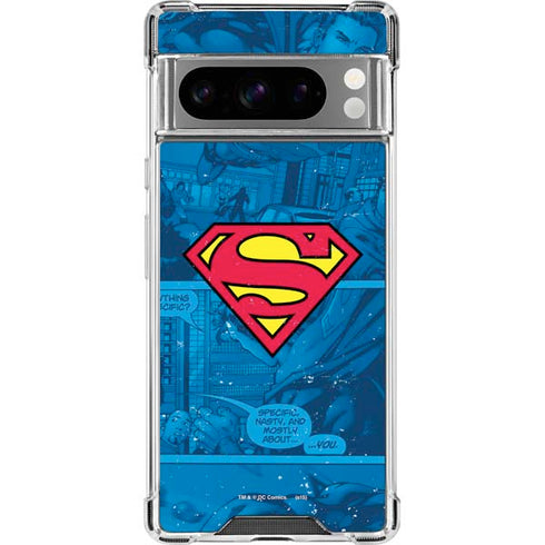 DC Comics Superman Logo Background Pattern Google Pixel 8 Pro Clear Case